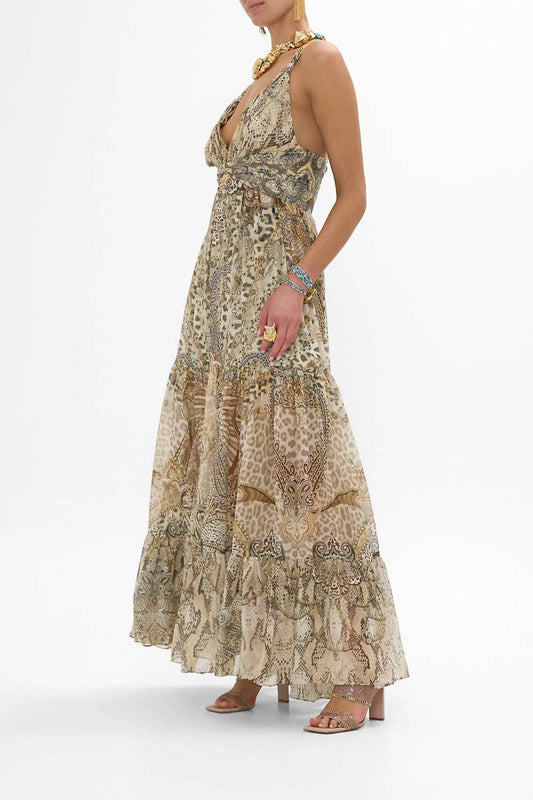 Camilla - Bead Strap Gathered Panel Maxi Dress