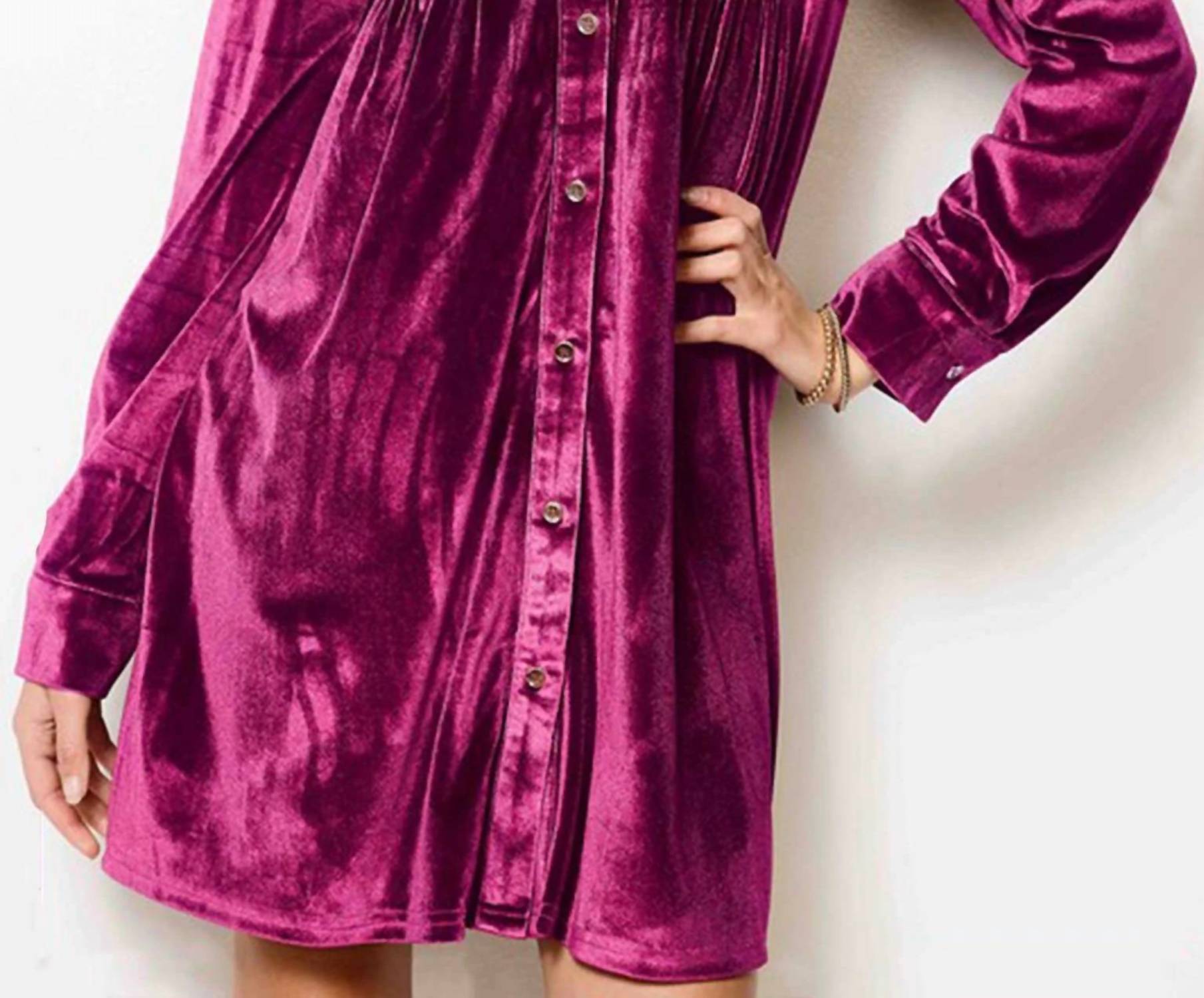 La Miel - Velvet Mini Shirt Dress