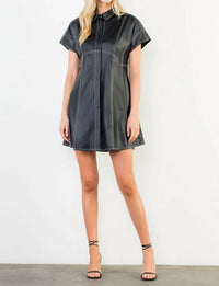 Thml - Women's Sleeveless Pleather Dress