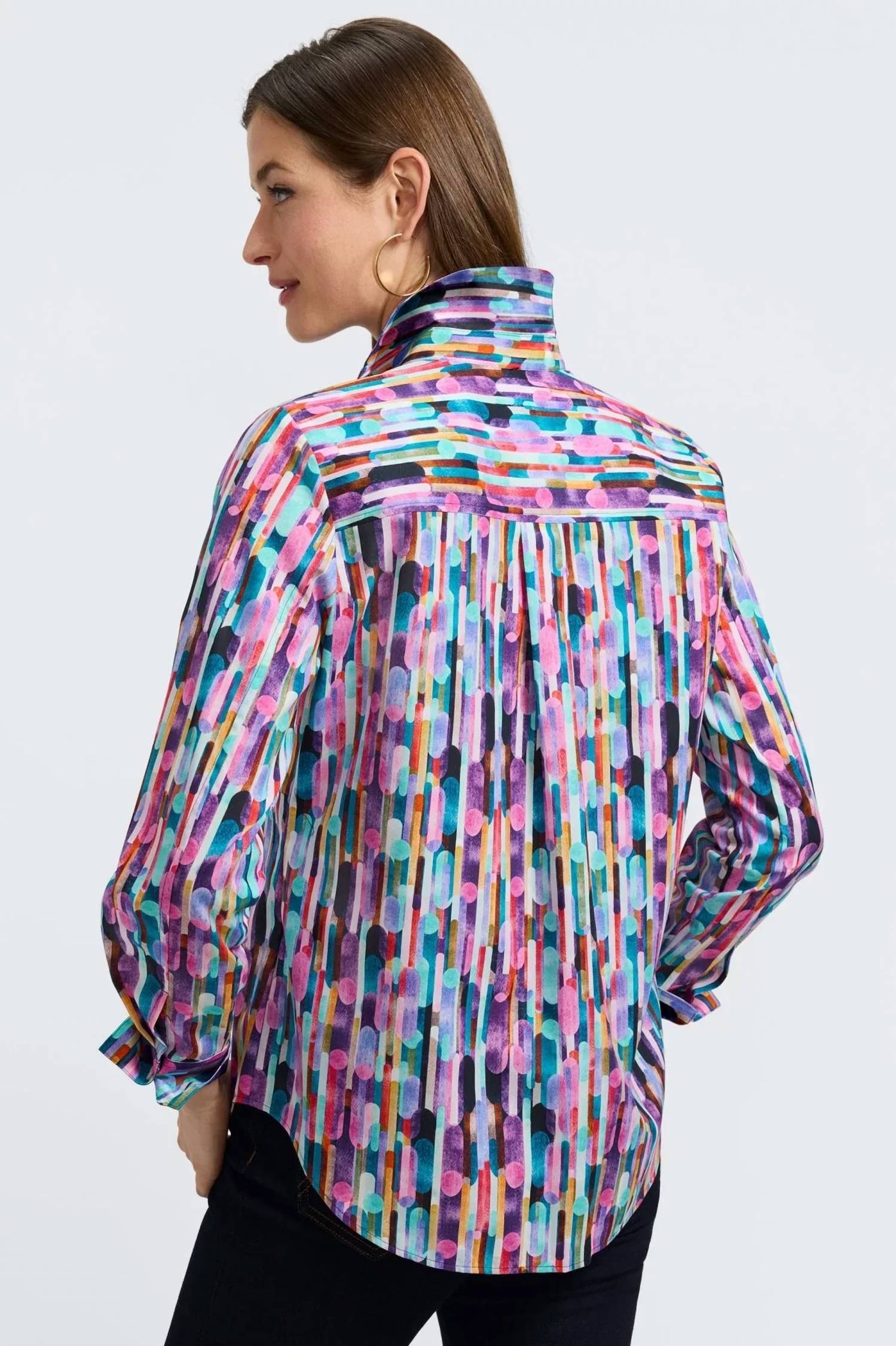 Foxcroft - Bella Long Sleeve Prism Popover Top