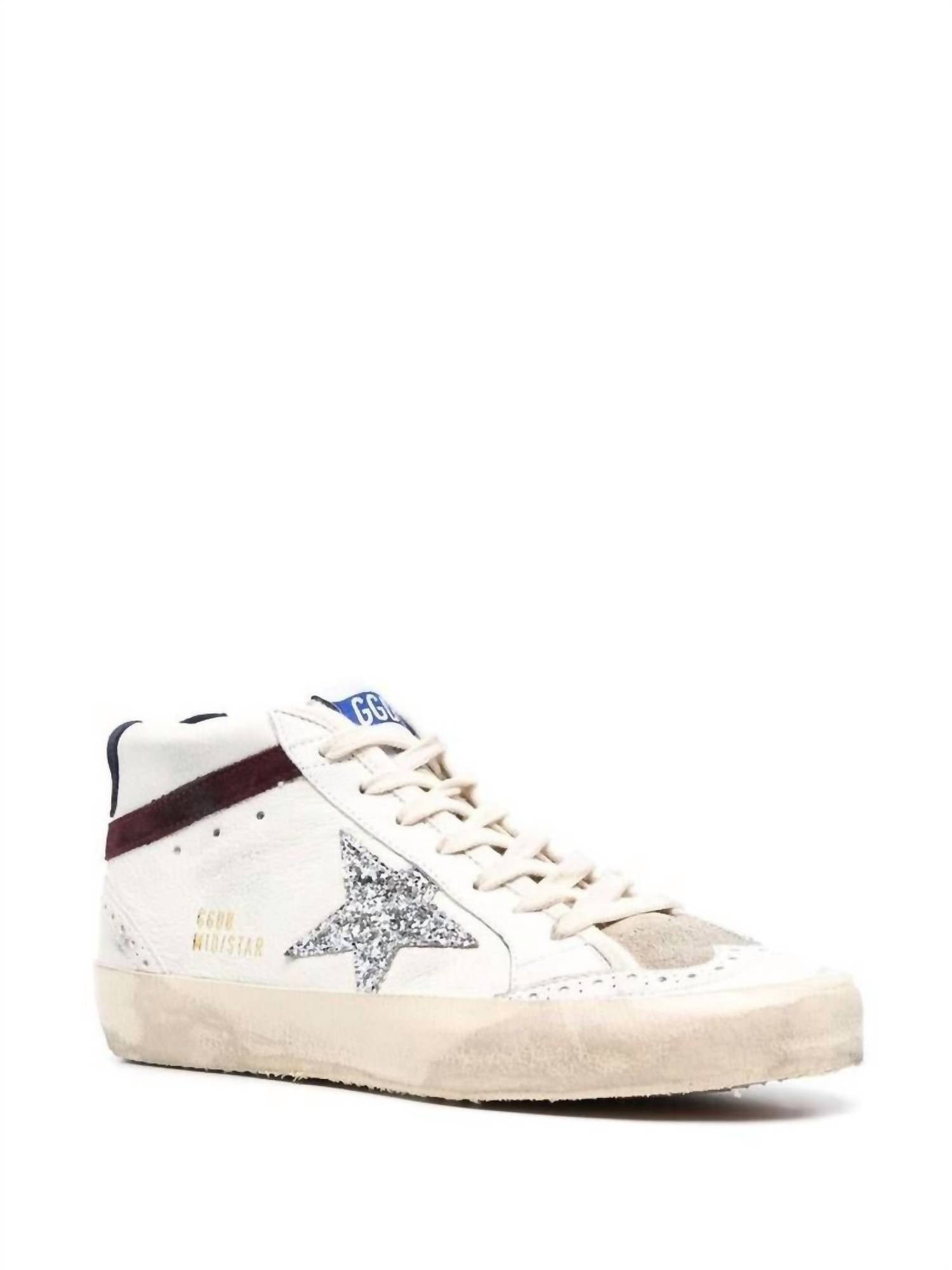 Golden Goose - Women's Mid Star Nappa Upper Toe And Spur Glitter Star Suede Wave And Heel Sneakers
