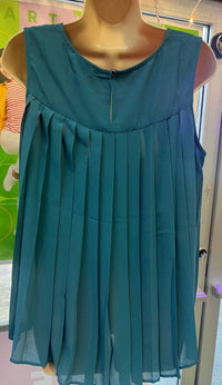 ee:some Women's Back Pleat Tank Top in teal - women's tank top - detail view