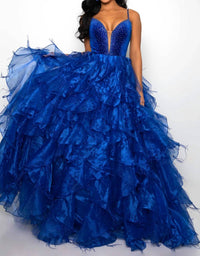 Ava Presley - Beaded Bodice Ruffled Tulle Ball Gown