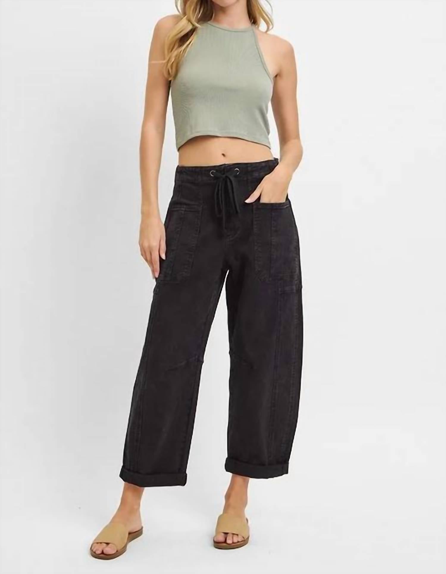 Risen - High Rise Boyfriend Cuffed Barrel Jeans
