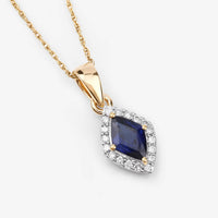 Diana M Jewels Women's Kite Natural Sapphire Pendant Necklace (0.92 Ct) - Delicate in 14k yellow gold - women's jewelry - detail view