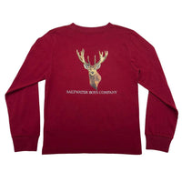 Saltwater Boys Co. Kid's Deer Head Graphic Tee in maroon - kids' shirt