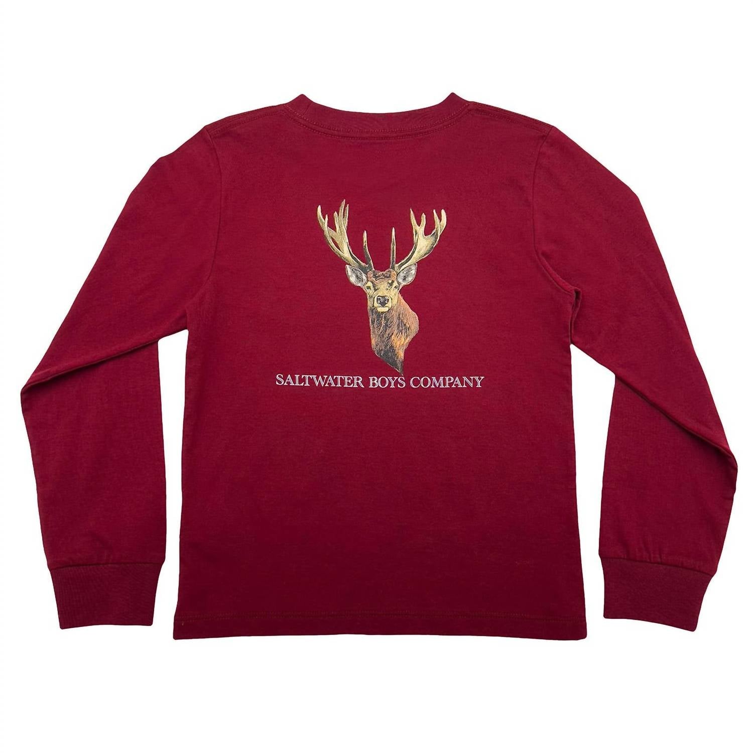 Saltwater Boys Co. Kid's Deer Head Graphic Tee in maroon - kids' shirt