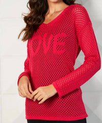 French Kyss - Open Knit LOVE Detail Top