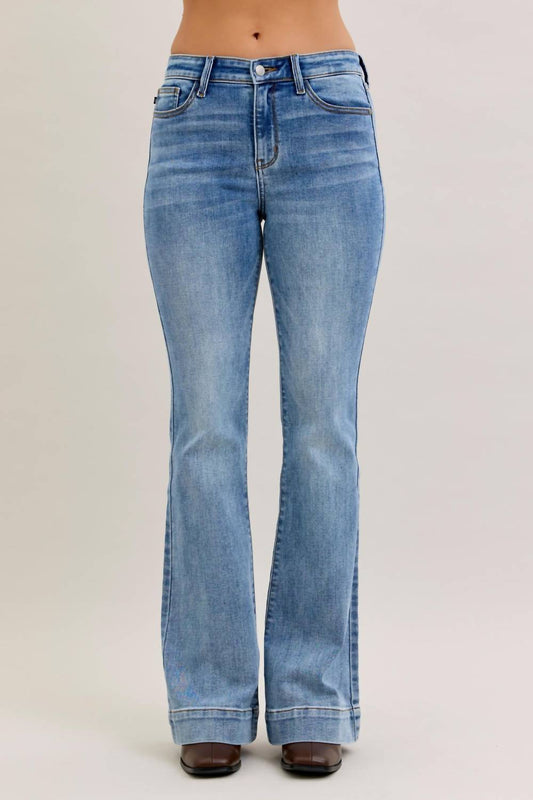 Judy Blue - Mid Rise Trouser Flare Leg Jeans