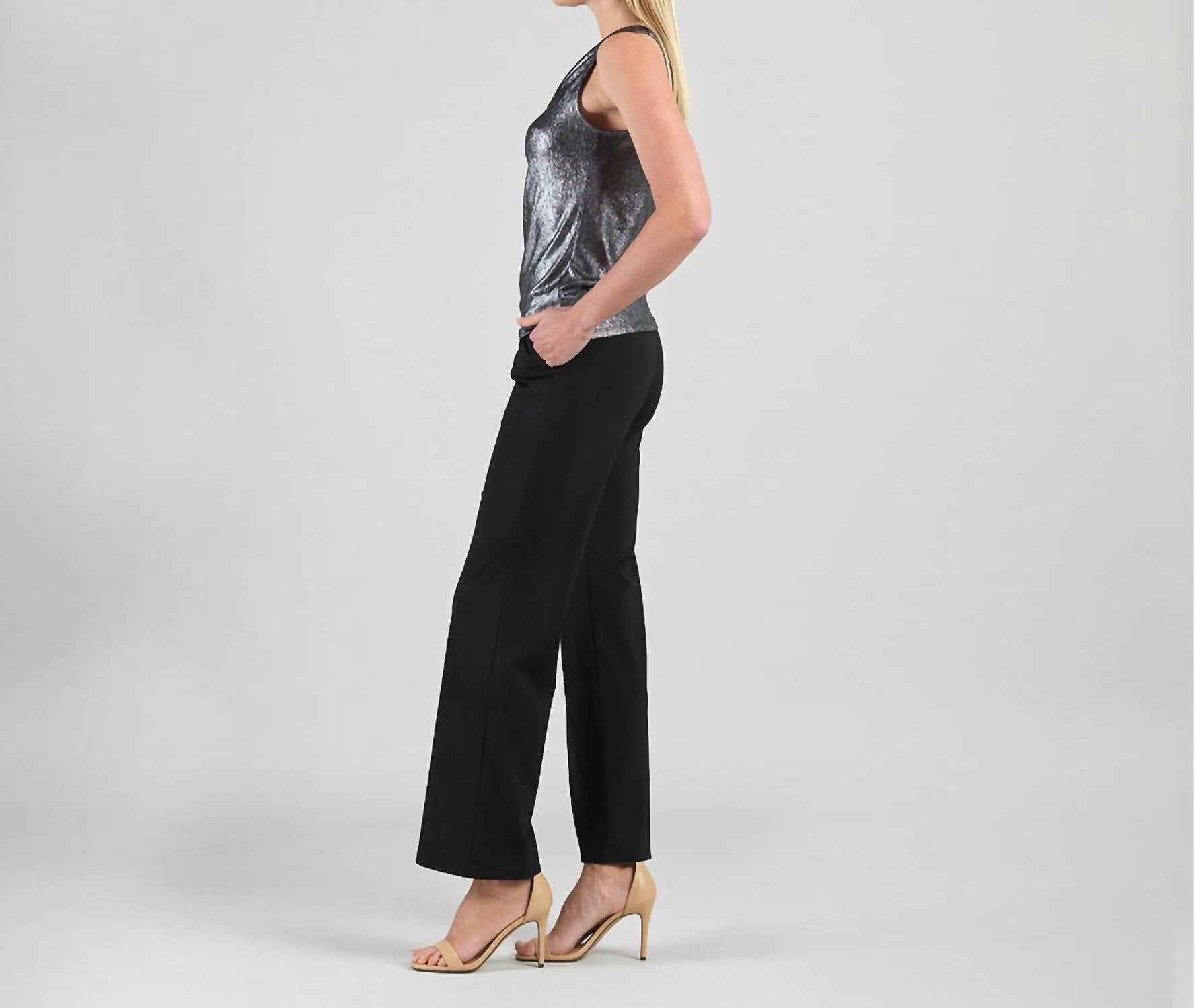 Clara Sun Woo Shimmer Cowl Tank Top in gunmetal - women's tank top - detail view