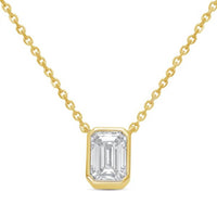 Diana M Jewels - 8.00 Cts Lab Grown Emerald Bezel Pendant Necklace