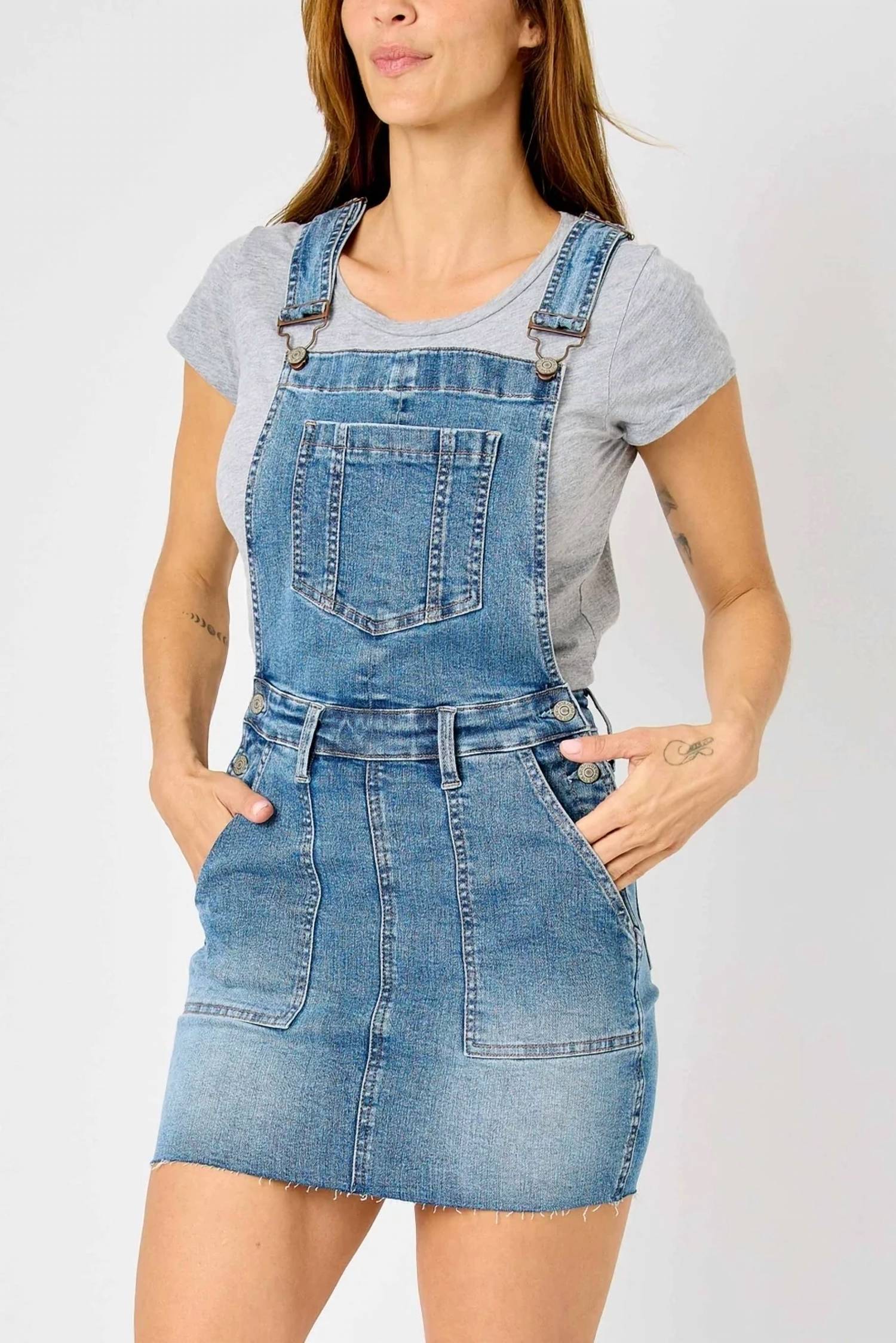 Judy Blue - Women's Dottie Raw Hem Overall Skirt