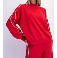 Rae Mode - Modal Striped Mock Neck Crewneck Top