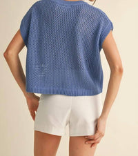 Anniewear - American Flag Open Knit Sweater Top