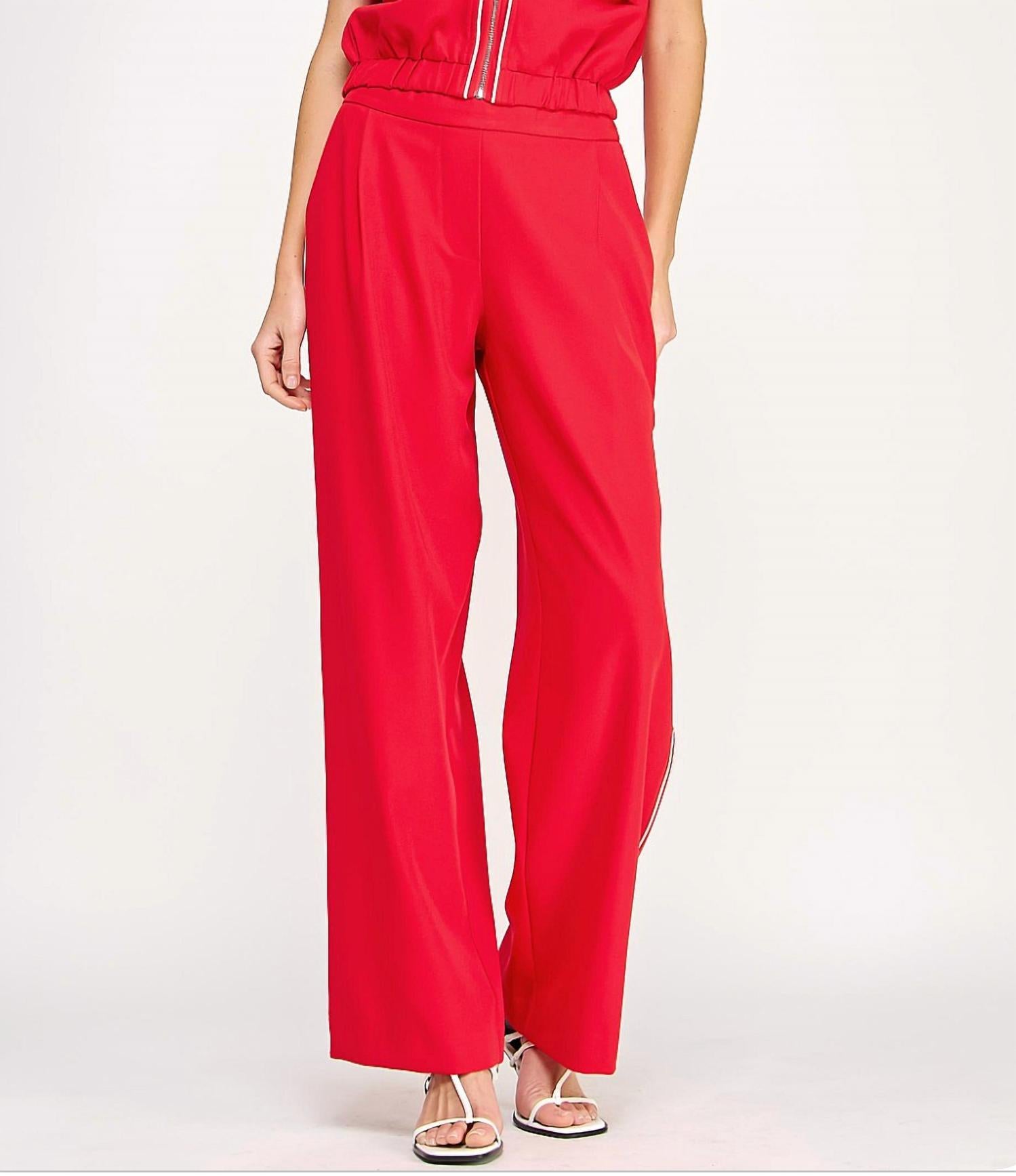 Strut & Bolt Pull On Wide Leg Pants in red - women's pants