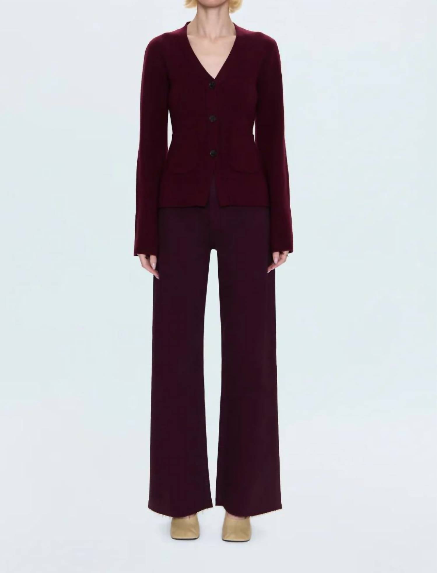 PISTOLA Penny High Rise Wide Leg Pant in claret - women's pants