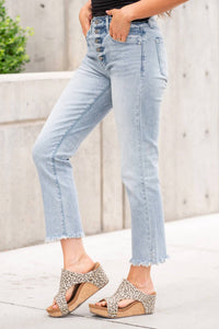 Kancan - Silvia Exposed Button Fly High Rise Straight Fit Jeans
