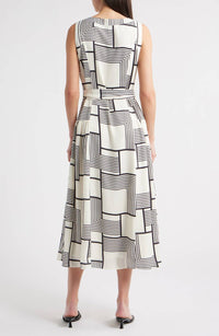 Zoe And Claire - Mixed Geometric Print Midi Dress