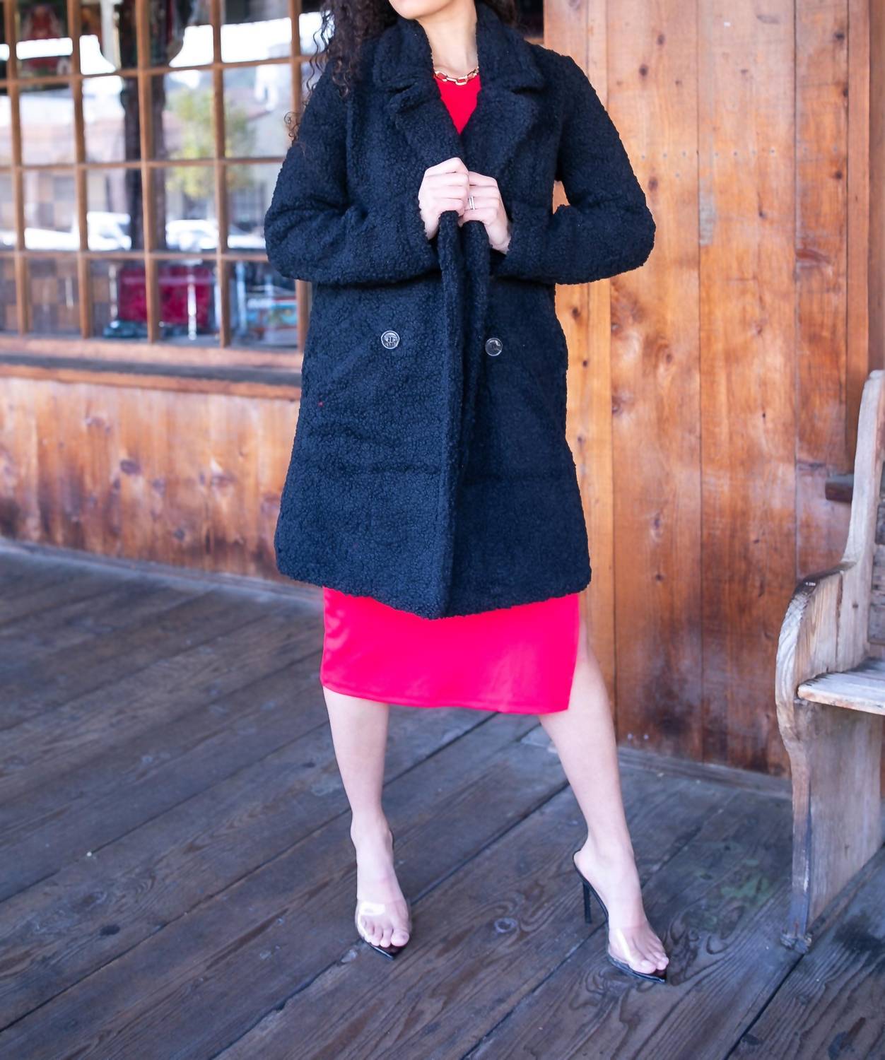 Surelymine - Sugar Teddy Double Breasted Faux Fur Teddy Coat
