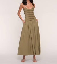 heartloom Mia Maxi Dress in olive - women's dress - alternate view