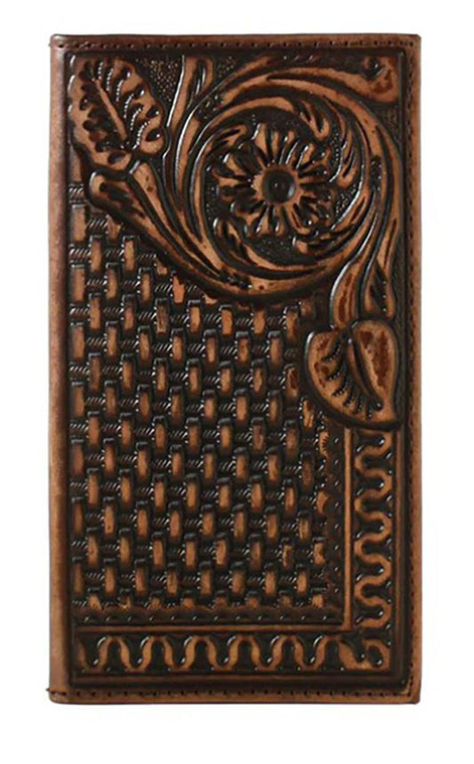 3D Belt Company - Men's Leather Floral Basketweave Wallet