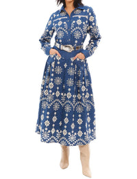 Allison New York - Greta Chambray Eyelet Midi Skirt