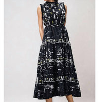 EMILY LOVELOCK Rachel Maxi Pineapple Print Dress in black multi - women's dress