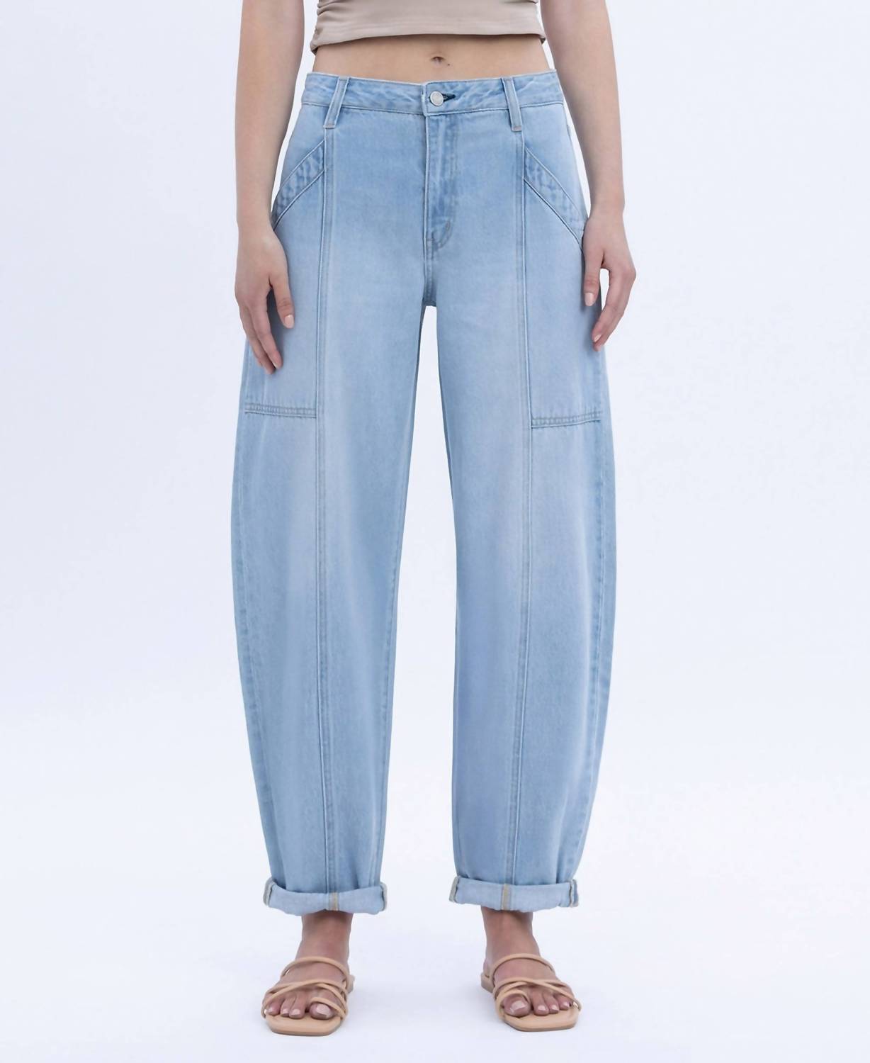 Vervet By Flying Monkey - Kate Super High Rise Cuffed Ankle Barrel Jeans