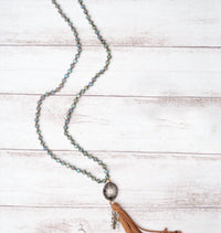 Southern Grace - Women's Make Heaven Crowded Crystal Tassel Cross Beaded Necklace