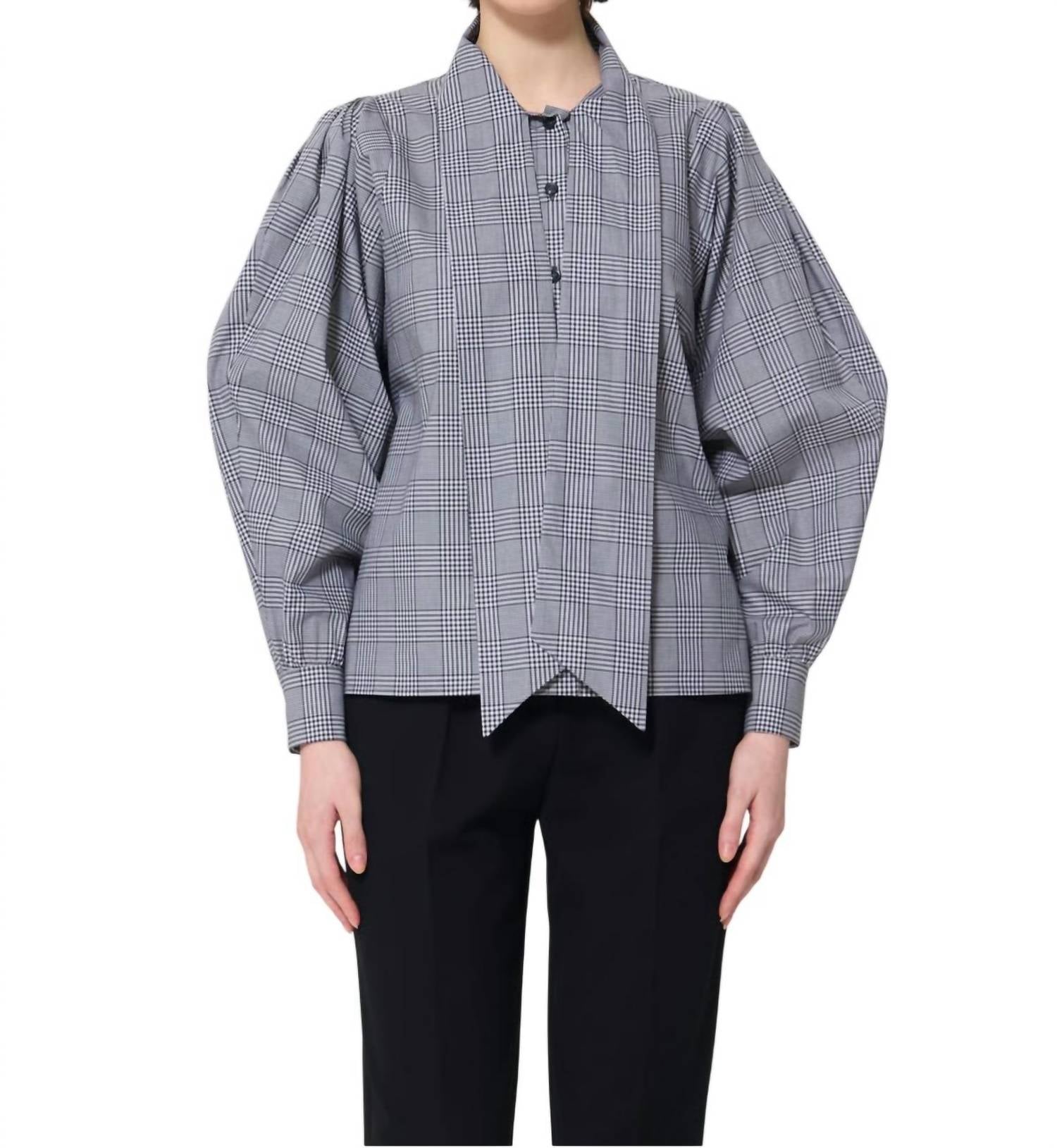 Tara Jarmon - Candya Check Shirt With Pussy Bow Collar