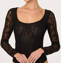 ASTR Haniya Bodysuit in black - women's shirt - detail view
