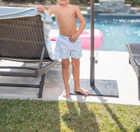 THE OAKS APPAREL Boy's Set Sail Upf50 Trunks in blue - kids' item - detail view