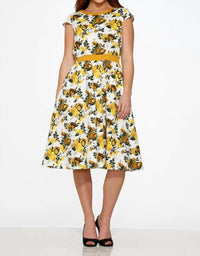 Orchid Bloom - Cap Sleeves Midi Dress
