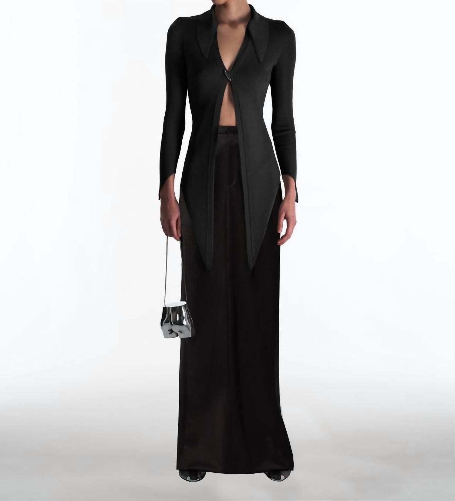 Grace Ling - Women's Angular Ribbed Knit Cardigan
