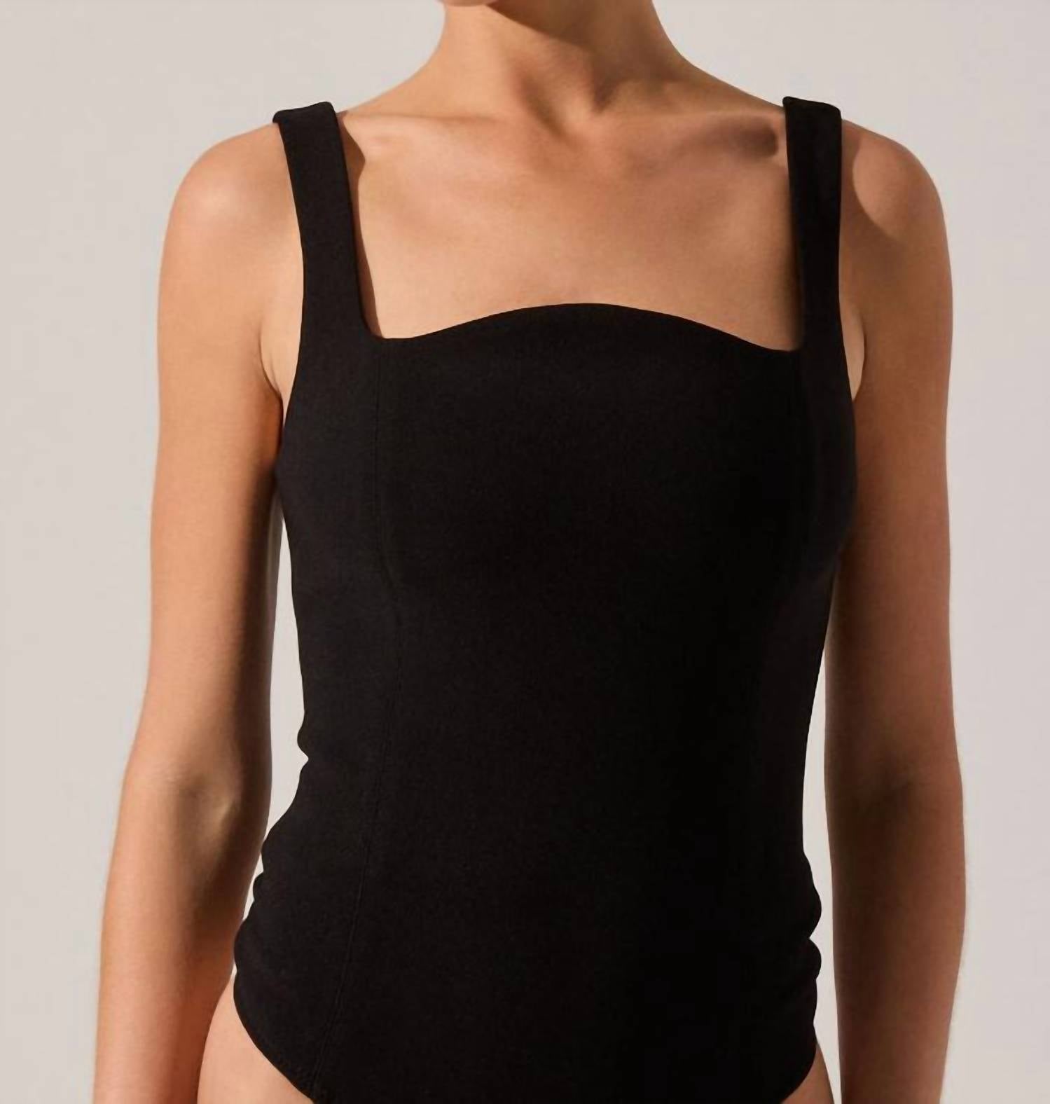 ASTR Kendal Sleeveless Bodysuit in black - women's shirt - detail view
