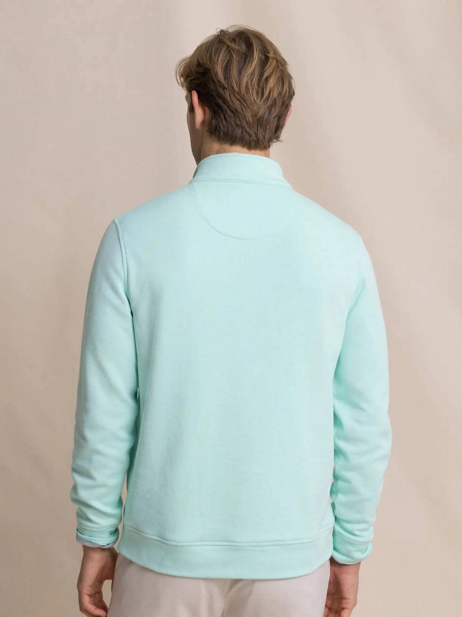 SOUTHERN TIDE Sandy Cove Pique Quarter Zip Top in gulf shores - men's sweater - alternate view