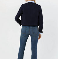 Ann Mashburn Megan Cardigan Jacket in navy boucle tweed - women's jacket - detail view