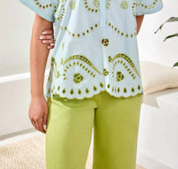 Tribal - Embroidered Poplin Short Sleeve Blouse