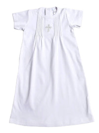 Hug Me First Girls Embroidered Day Dress in silver cross - kids' dress