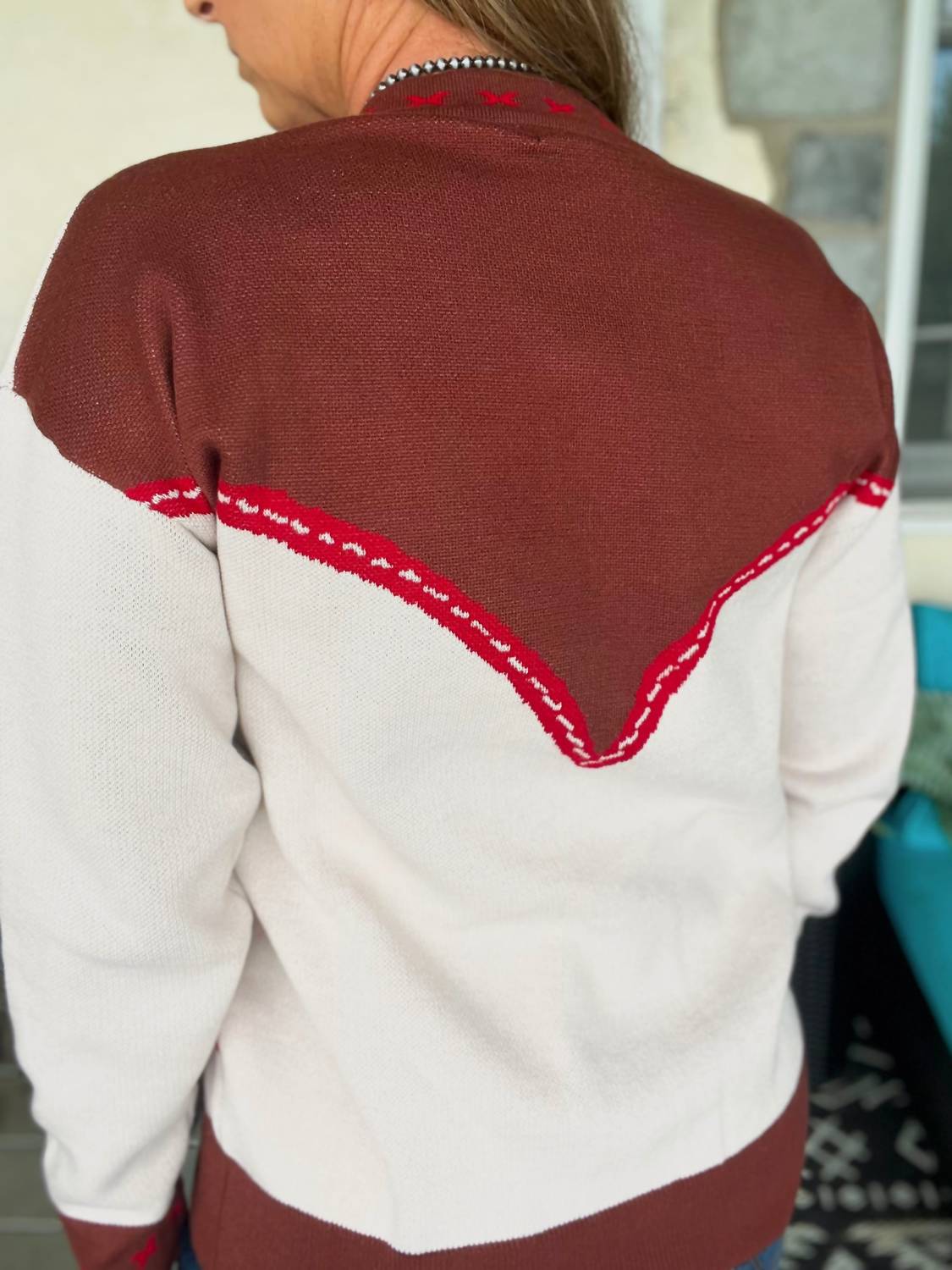 Sterling Kreek The Bronc Sweater in white - women's sweater - alternate view