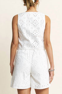 Hersy - Grace Vest Eyelet Top And Short Set