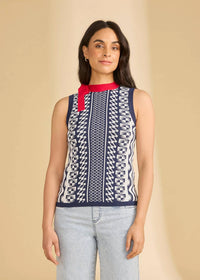 Fdj - Sleeveless Jacquard Viscose Knit Top