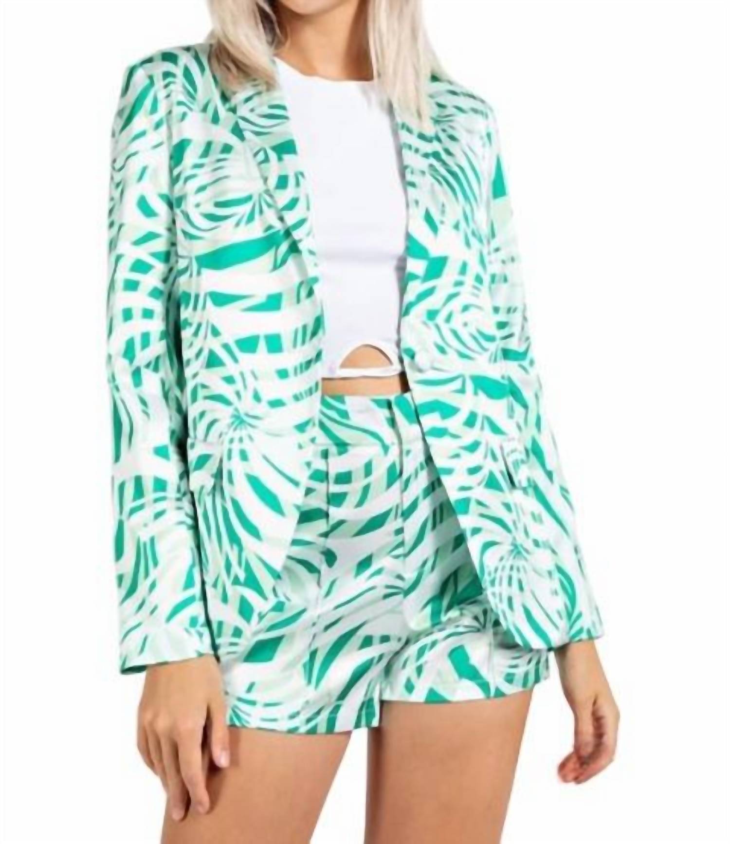 Edit By Nine - Lucia Palm Print Satin Blazer