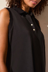 Tribal - Performance Sleeveless Polo Top With Scallop-edge Rib