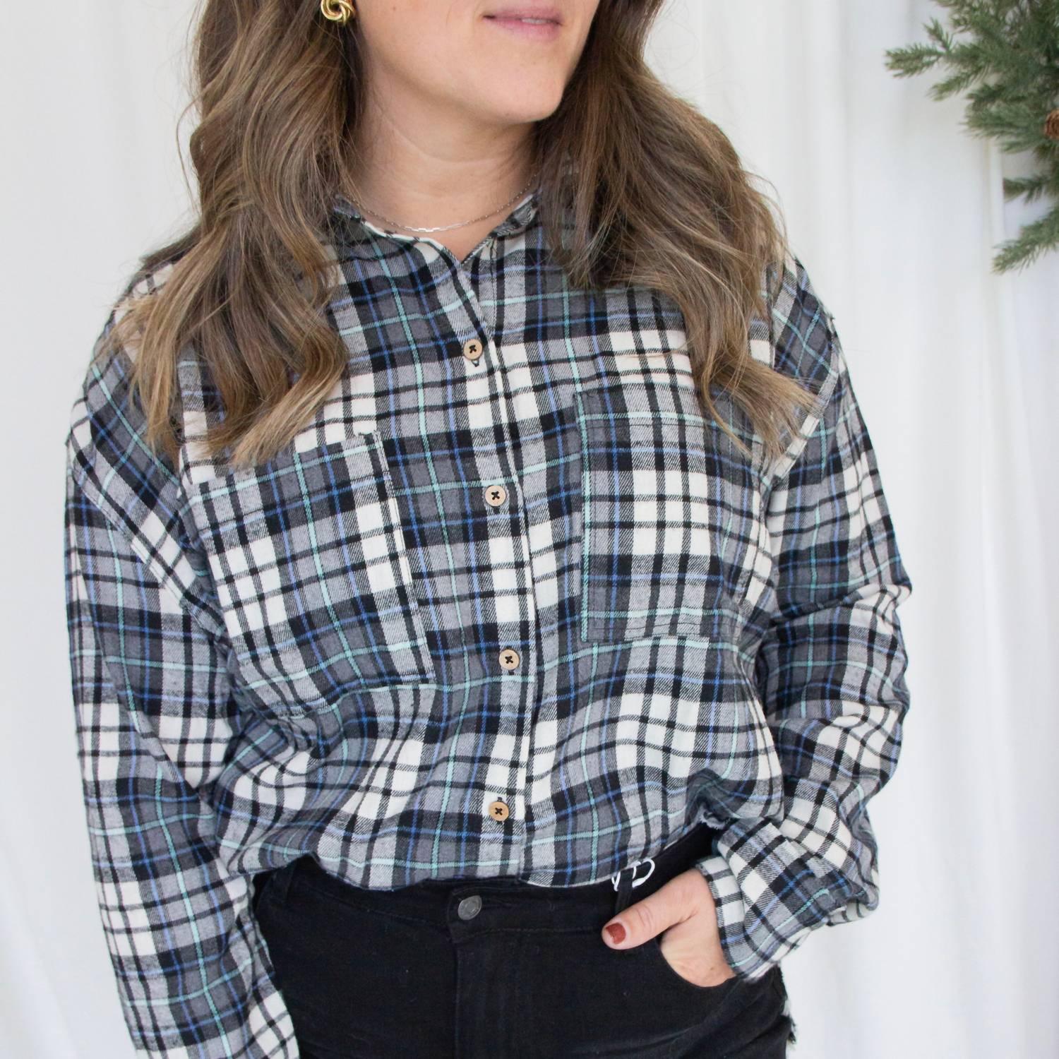 Miou Muse - Plaid Long Sleeves Shirt