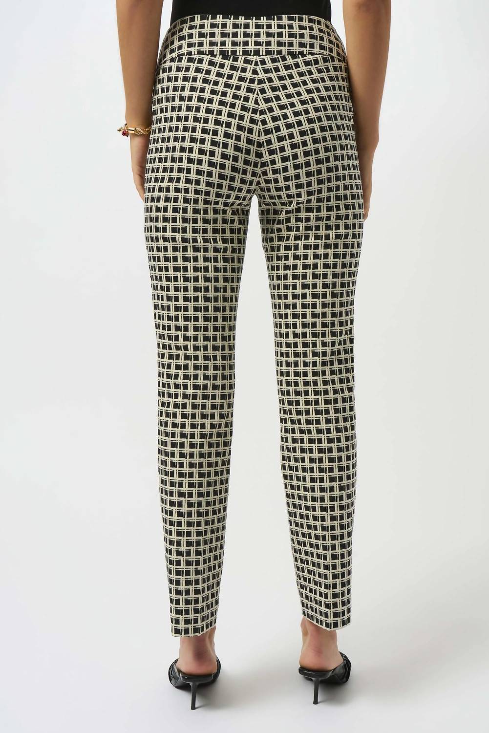 Joseph Ribkoff - Checkered Jacquard Slim Ankle Pants