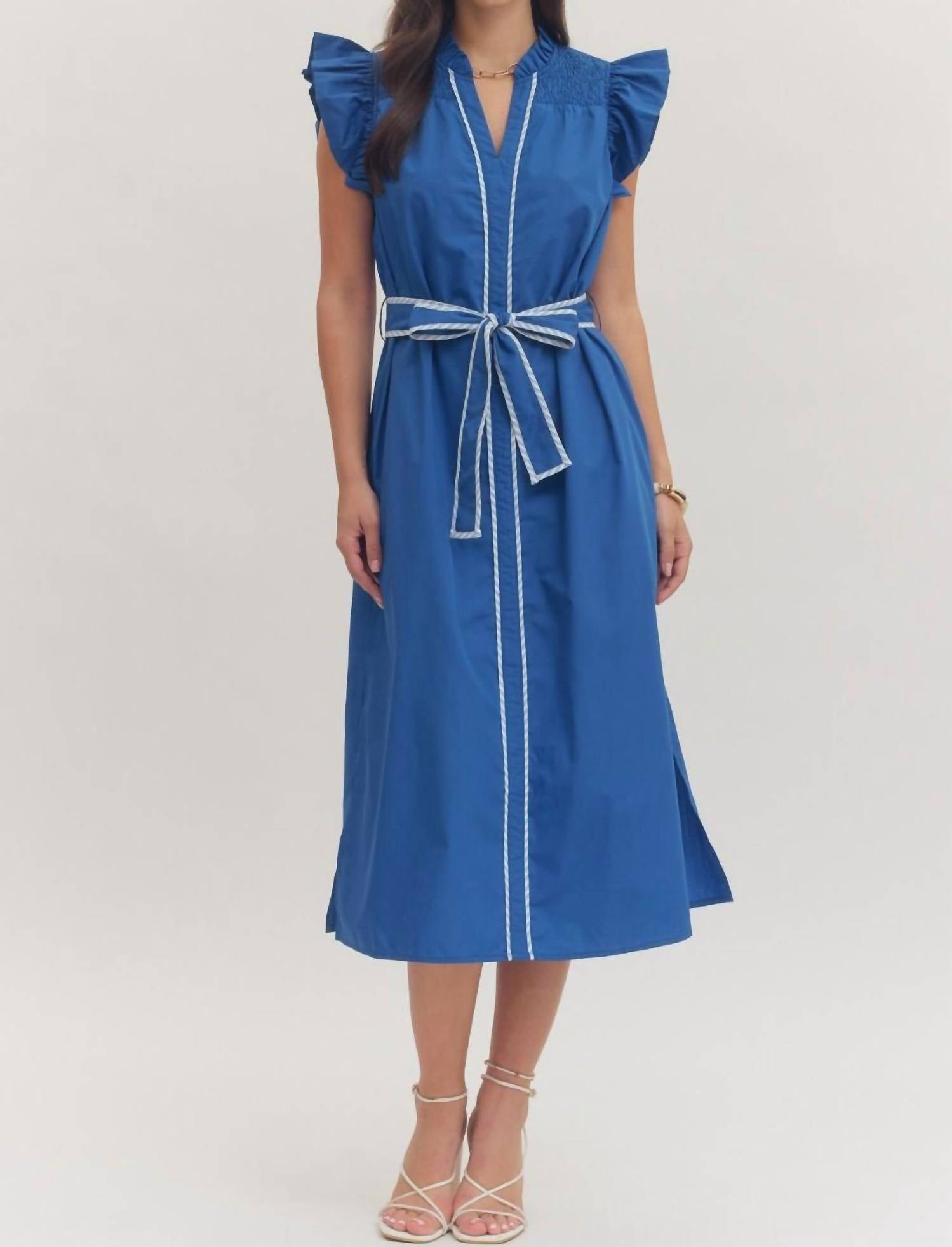 Entro - Ruffle Sleeve Midi Dress