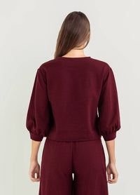 Bel Kazan Lyra Top in oxblood - women's shirt - detail view