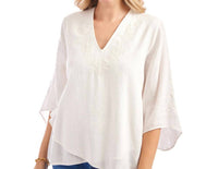 Karen Kane - Bracelet Sleeve Embroidered Asymmetric Top