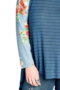 Umgee - Floral & Striped Knit Trapeze Tunic - PLUS